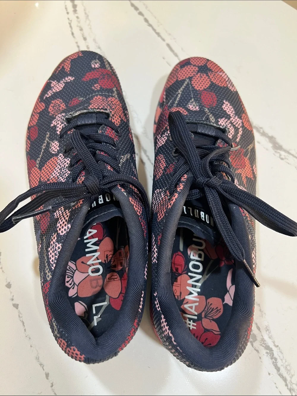 NOBULL Women’s Navy Athletic Sneakers with Coral and Pink Floral Print size W11